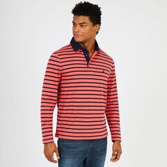 Sailor Stripe Long Sleeve Classic Fit Polo,Sailor Red,large