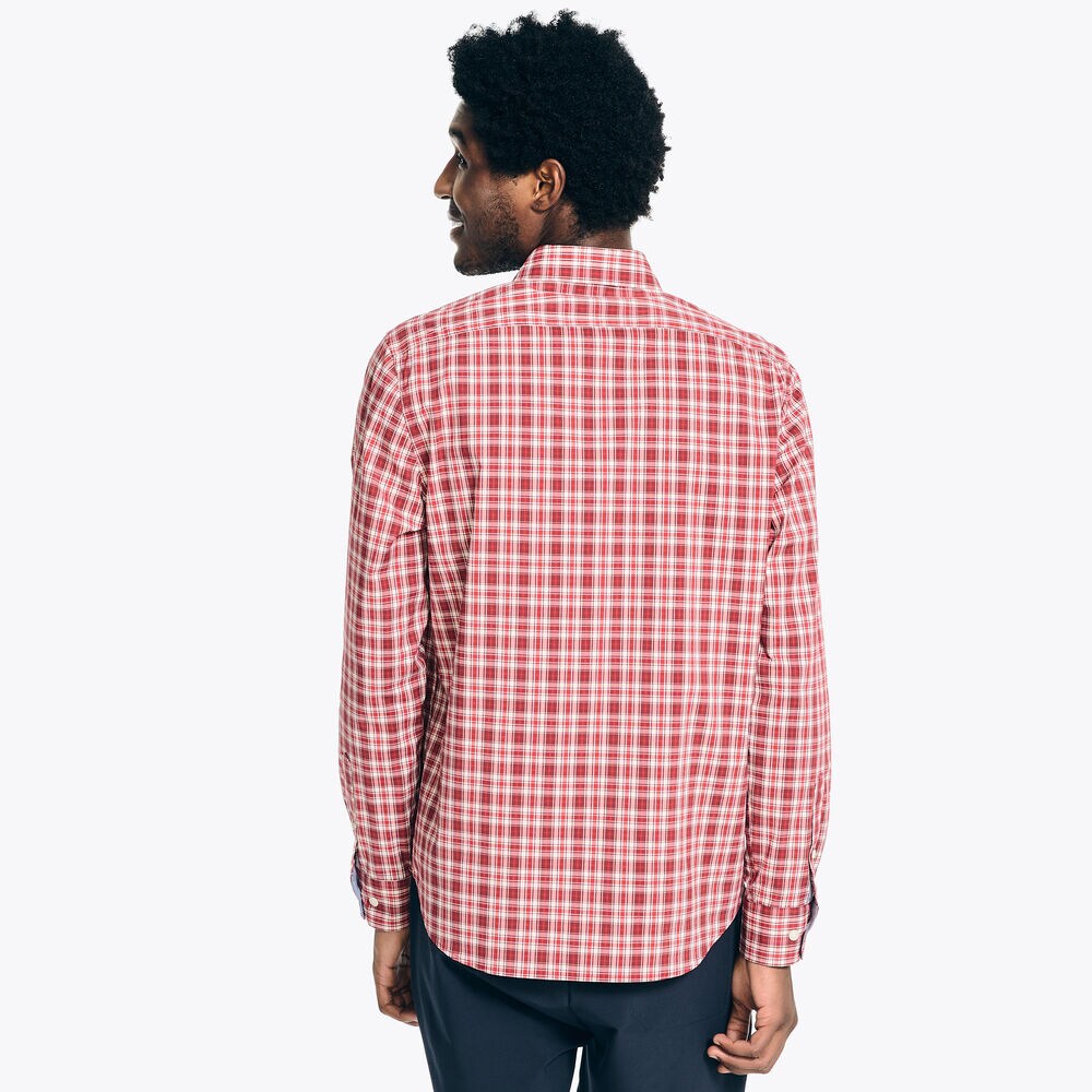 Navtech Trim Fit Plaid Shirt,Flamingo,large