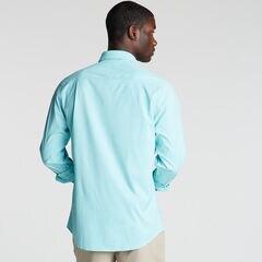 Classic Fit Non-Iron Performance Poplin Shirt in Micro Gingham,Anchor Blue Heather,large