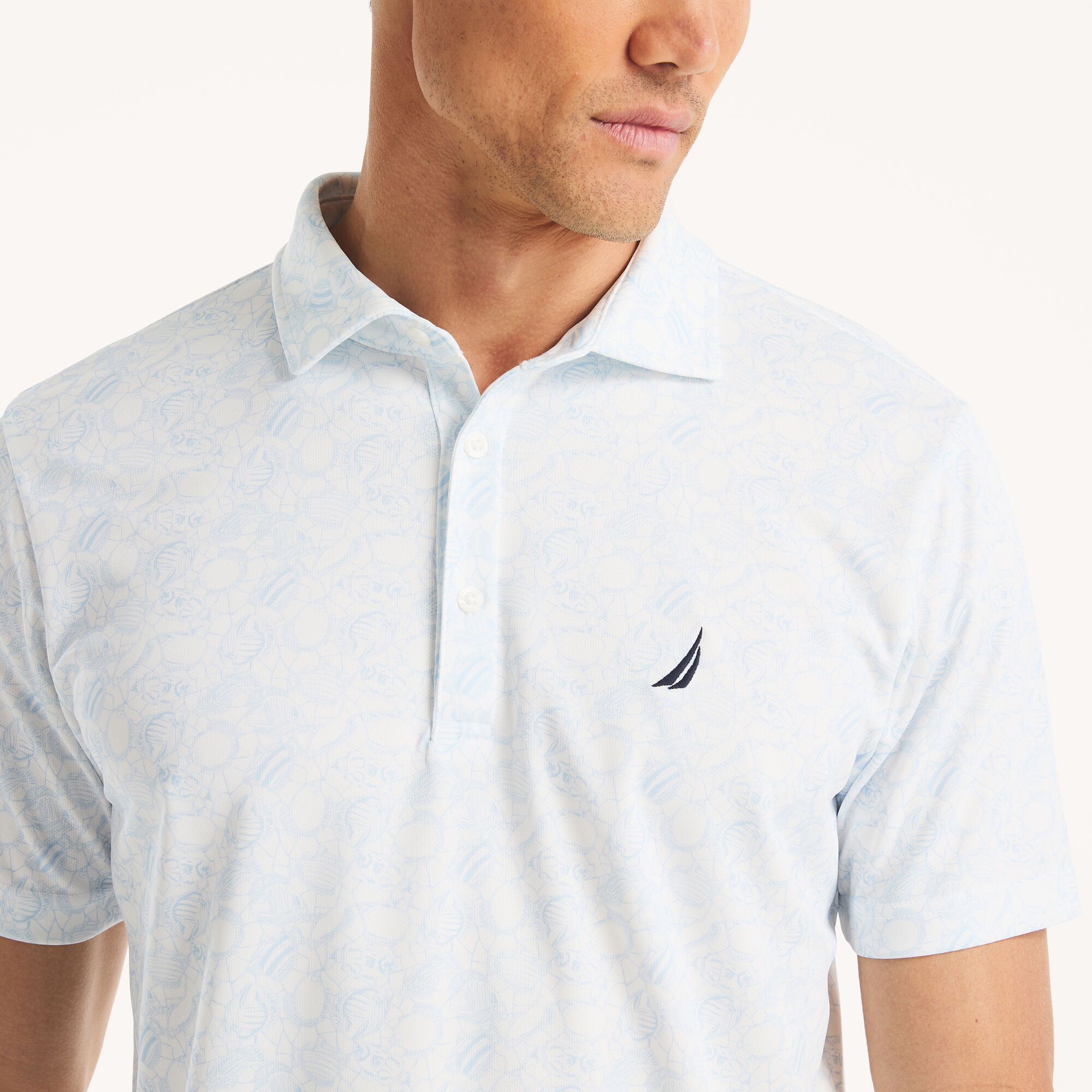 Navtech Printed Classic Fit Polo,Bright White,large