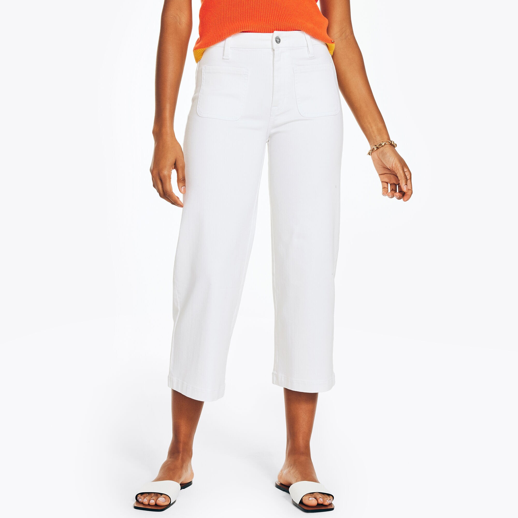 Nautica Jeans Co. High Rise Wide Leg Denim,Shell,large