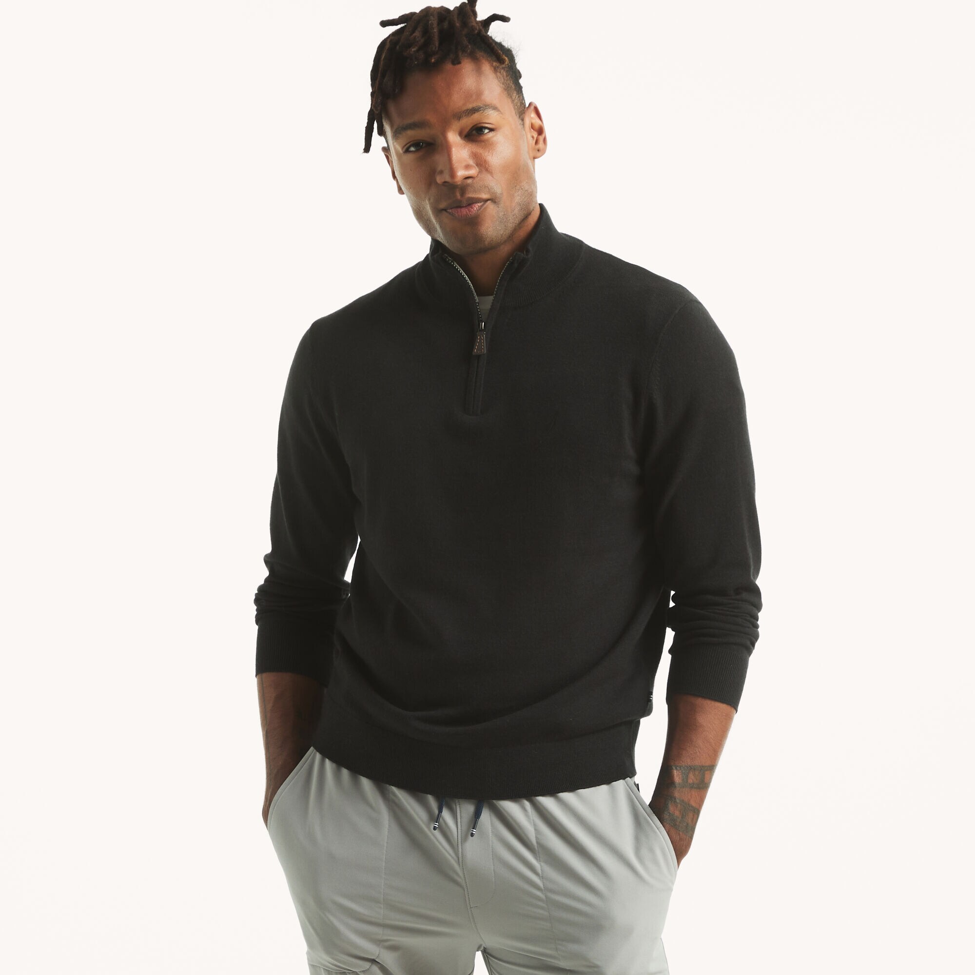 Navtech Quarter-Zip Sweater,True Black,large