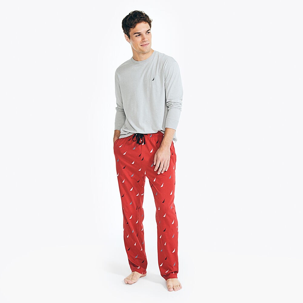 BRAND ICON PRINT SLEEP PANT,Nautica Red,large