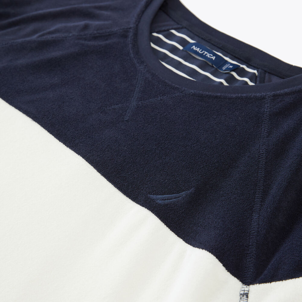 Big & Tall Colorblock Crewneck Sweatshirt,Stellar Blue Heather,large