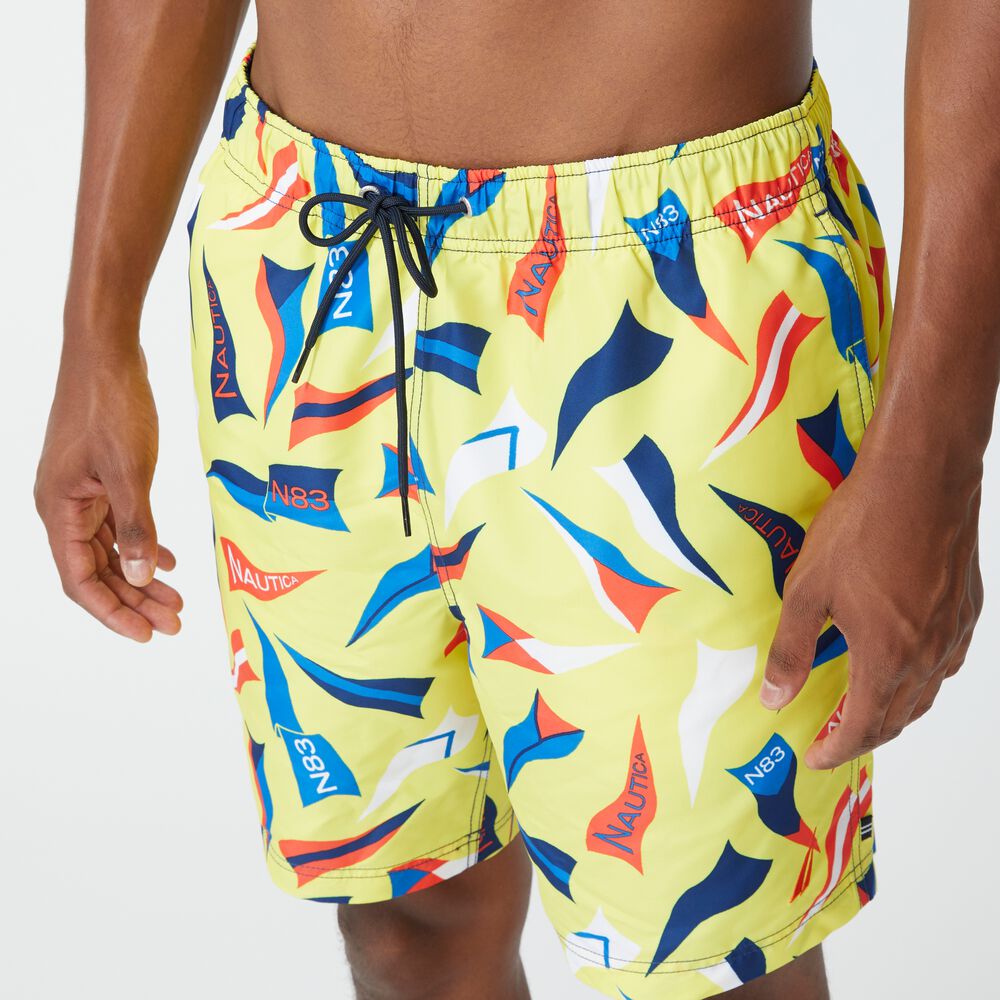 8" FLAG PRINT SWIM,Blazing Yellow,large