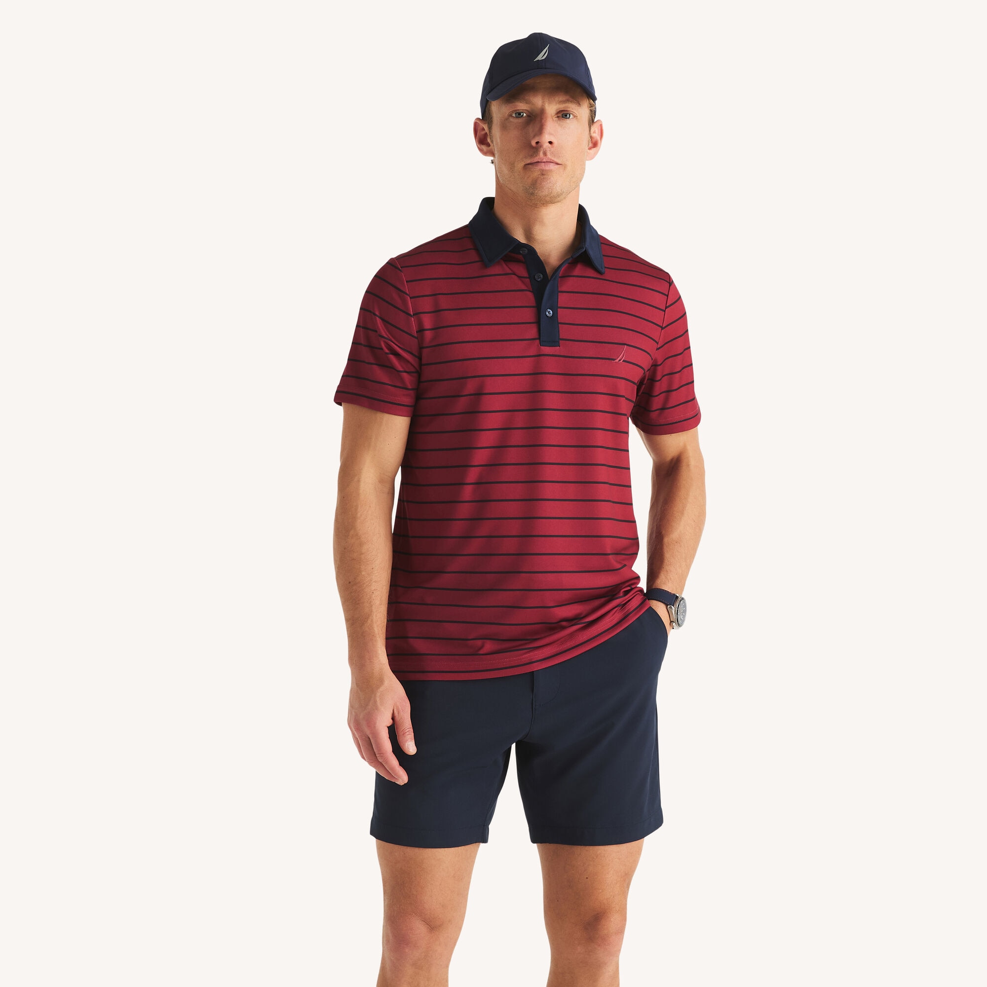 Navtech Striped Polo,Indian Summer,large