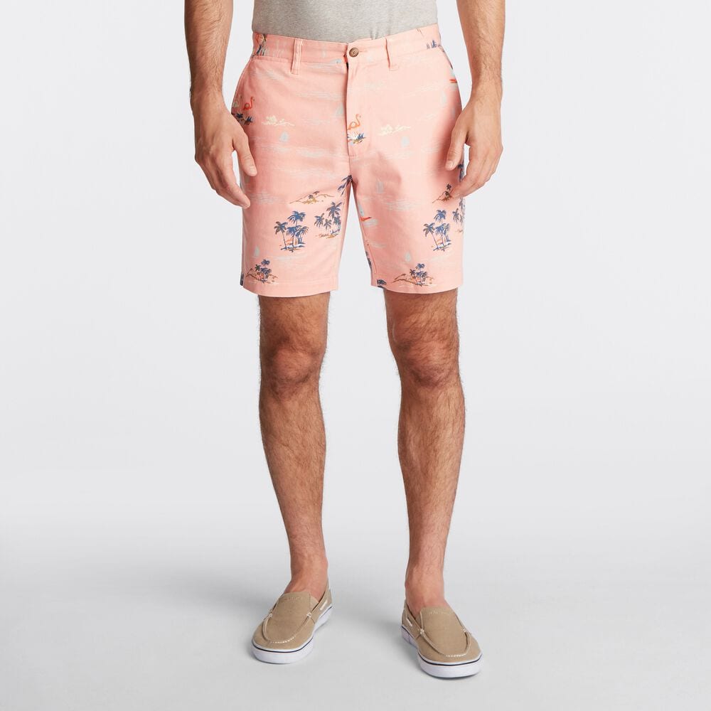 BIG & TALL PRINTED DECK SHORT,Peach Glow,large