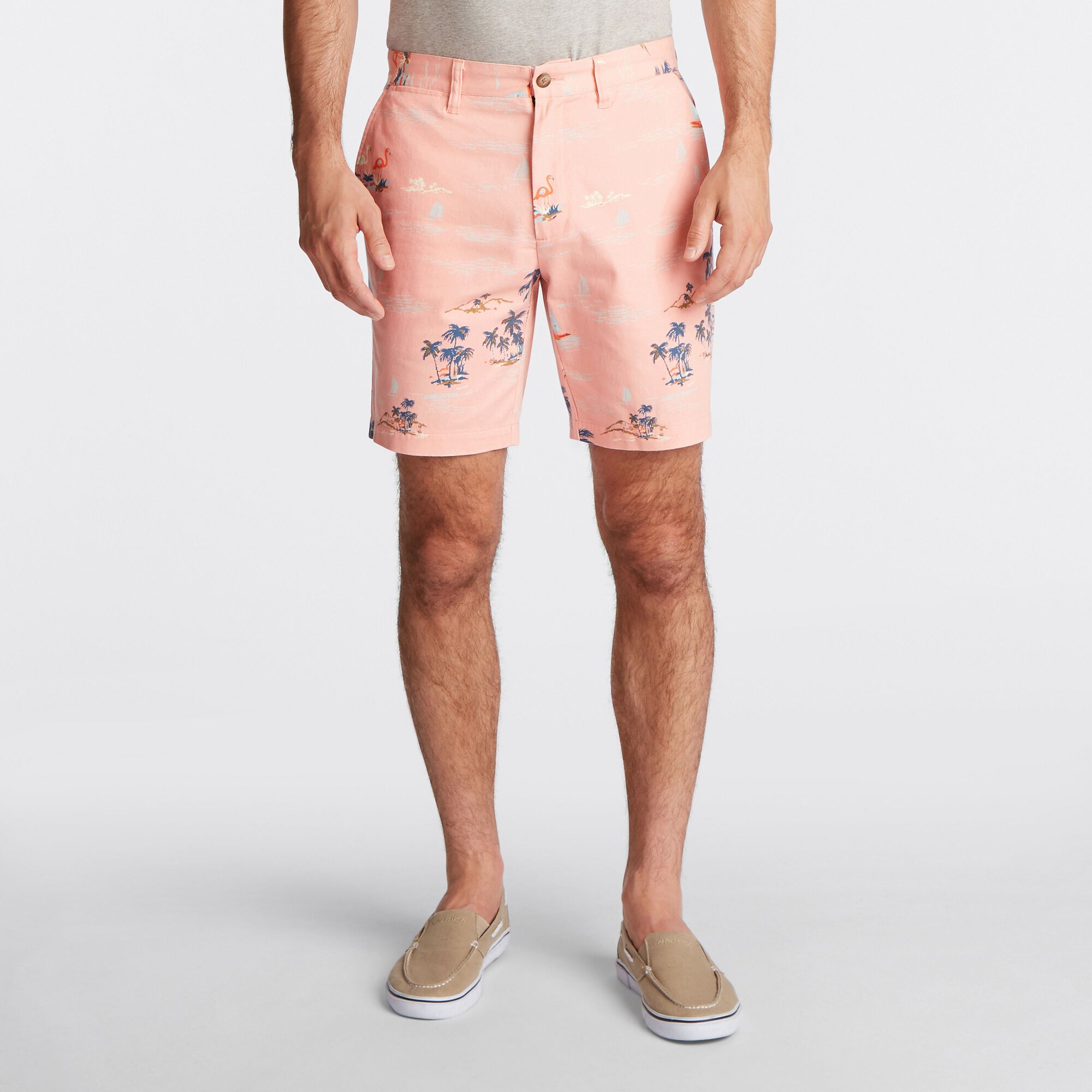 BIG & TALL PRINTED DECK SHORT,Peach Glow,large