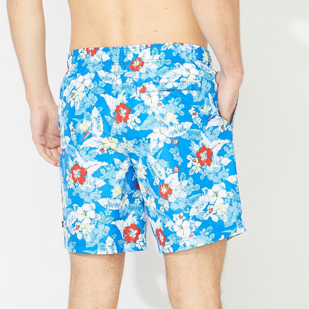 8" FLORAL PRINT QUICK-DRY SWIM,True Navy,large