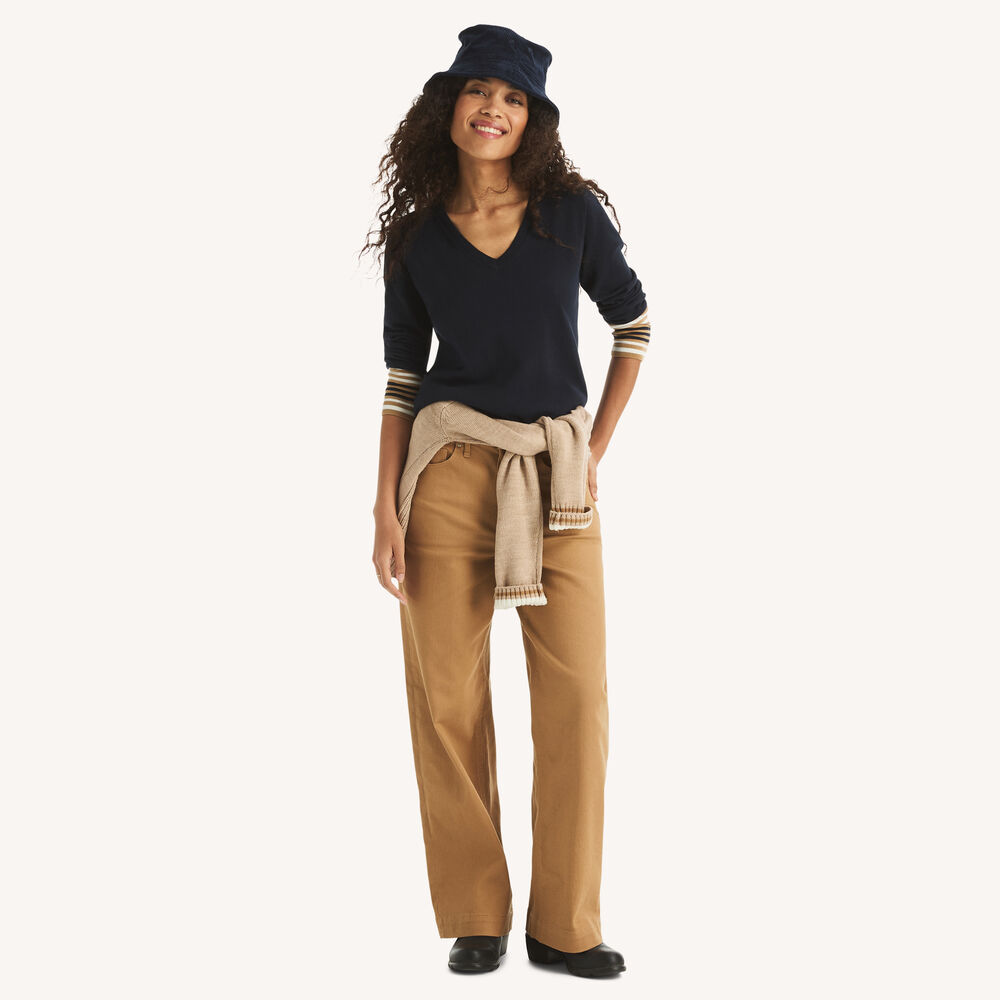 V-Neck Sweater,Ice Blue,large