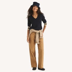 V-Neck Sweater,Ice Blue,large