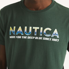 Deep Blue Graphic T-Shirt,Galley Green,large