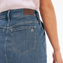 NAUTICA JEANS CO. TRUE FLEX UTILITY DENIM SKIRT,Classic Hookline Wash,large