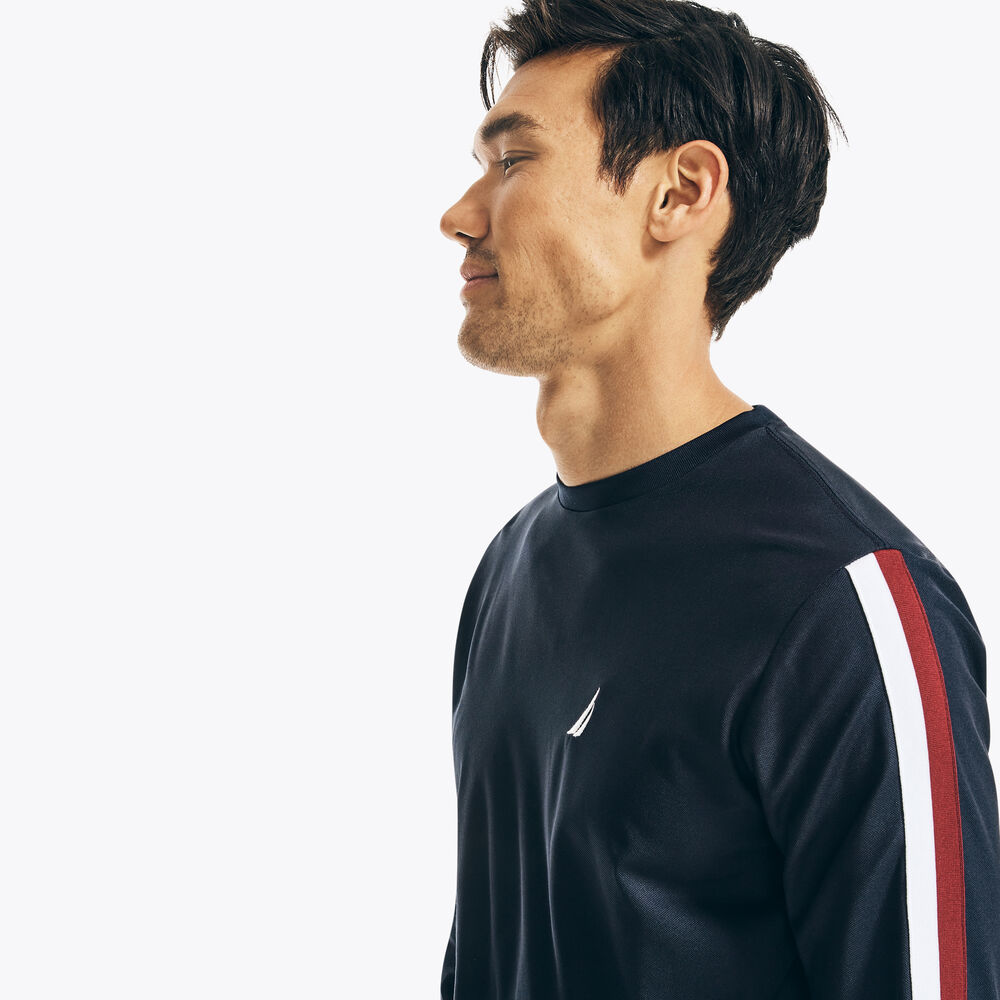 NAVTECH STRIPE-SLEEVE T-SHIRT,Navy,large