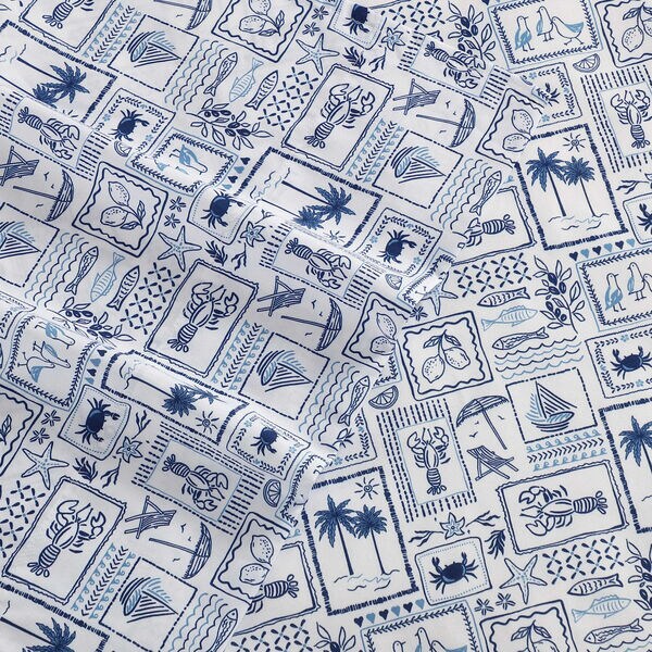 Beach Collage Blue Twin XL Sheet Set