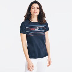 CHEST-STRIPE LOGO GRAPHIC T-SHIRT,Stellar Blue Heather,large
