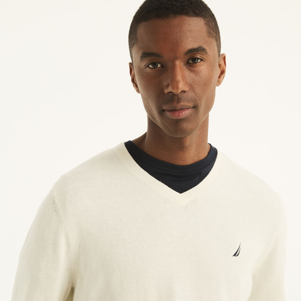 Navtech V-Neck Deck Sweater,Marshmallow,large