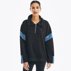 COLORBLOCK QUARTER-ZIP SWEATSHIRT,True Black,large