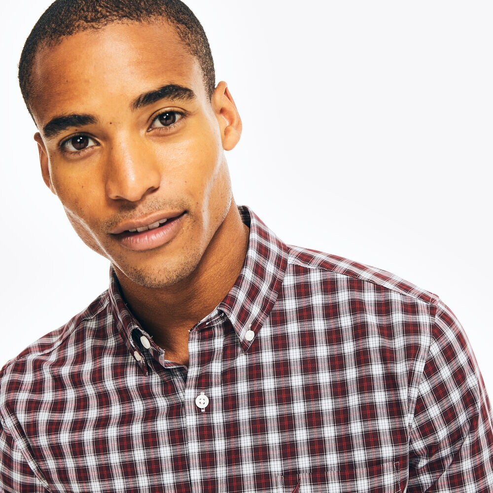 WRINKLE-RESISTANT PLAID WEAR TO WORK SHIRT,Rio Red,large