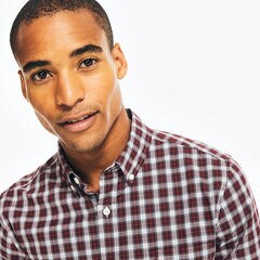 WRINKLE-RESISTANT PLAID WEAR TO WORK SHIRT,Rio Red,large