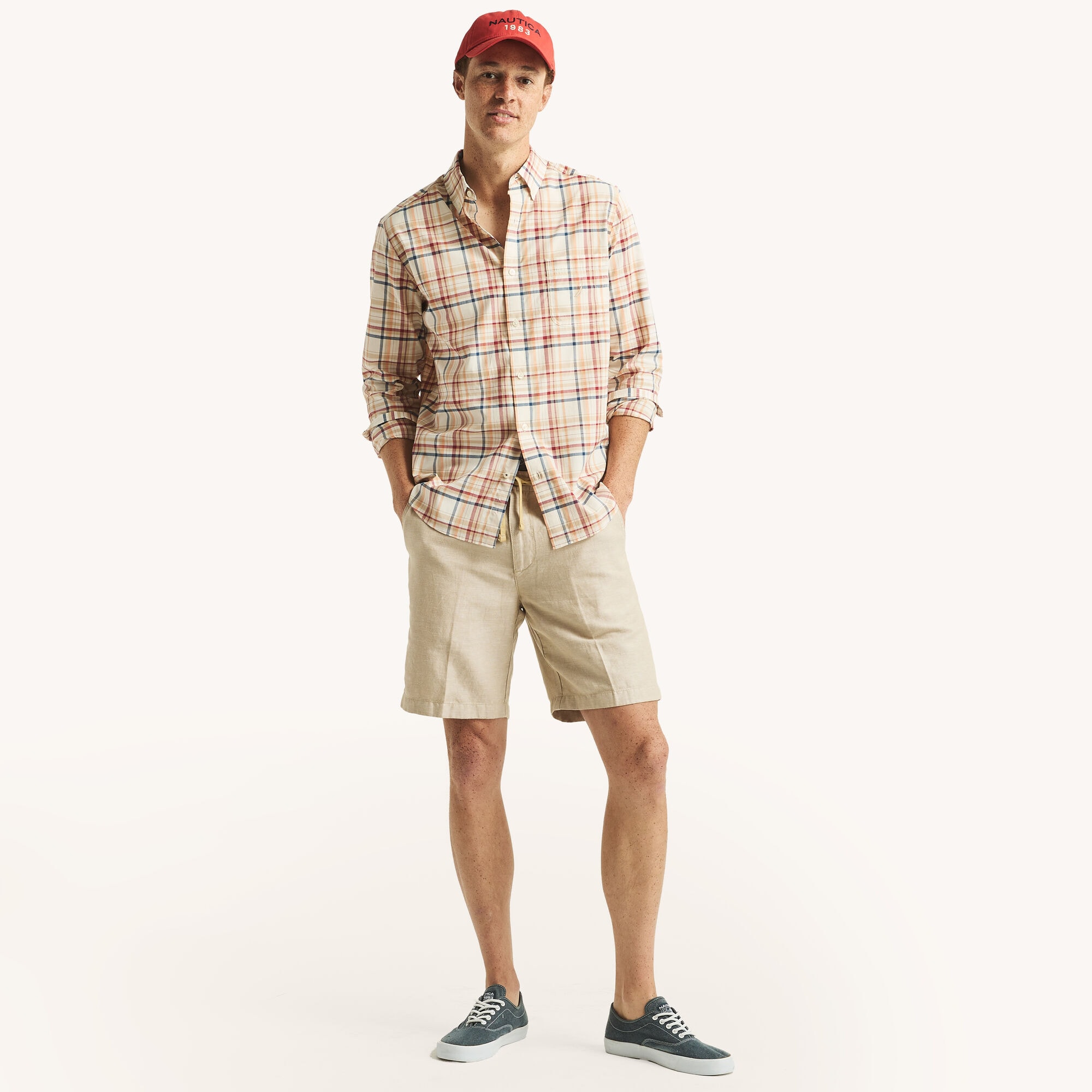 Plaid Shirt,White,large