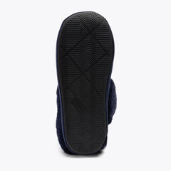 FAUX-FUR-TRIMMED LOGO SLIPPER,Navy,large