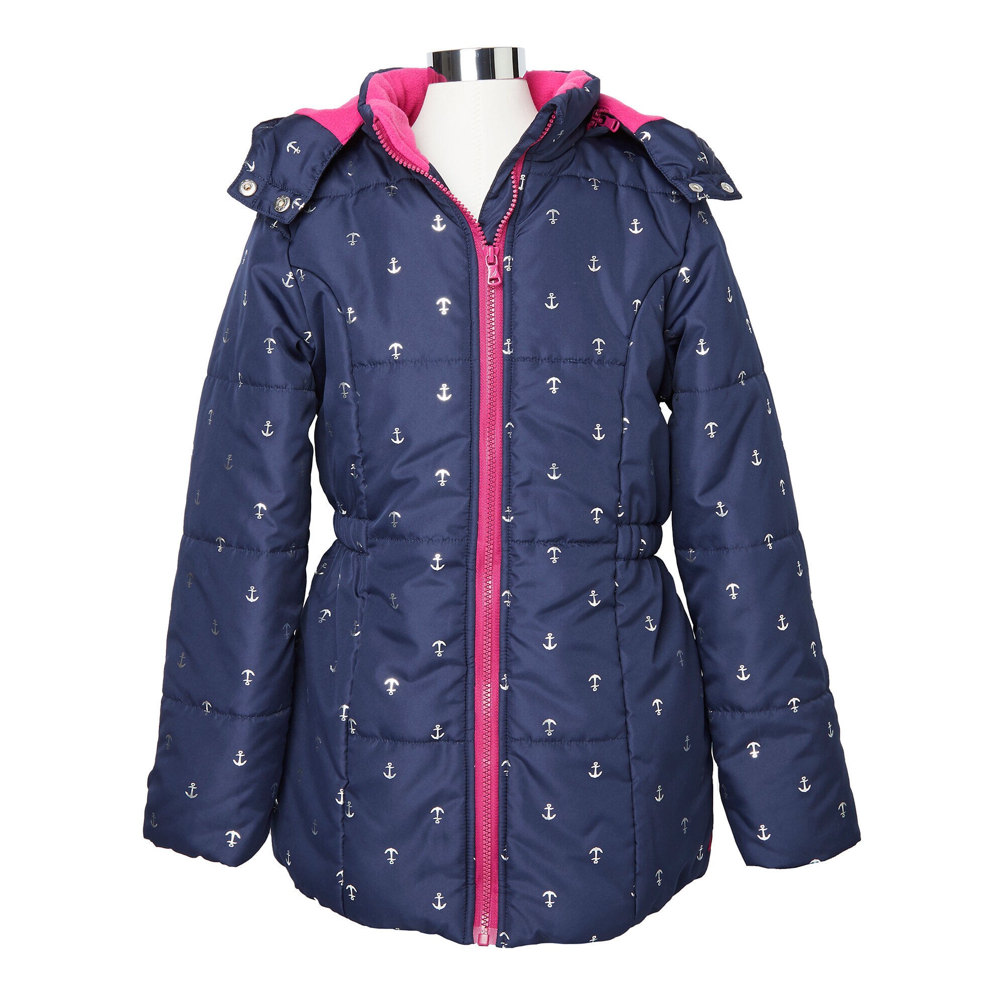  Girls' Anchor Print Coat (8-16),Navy,large