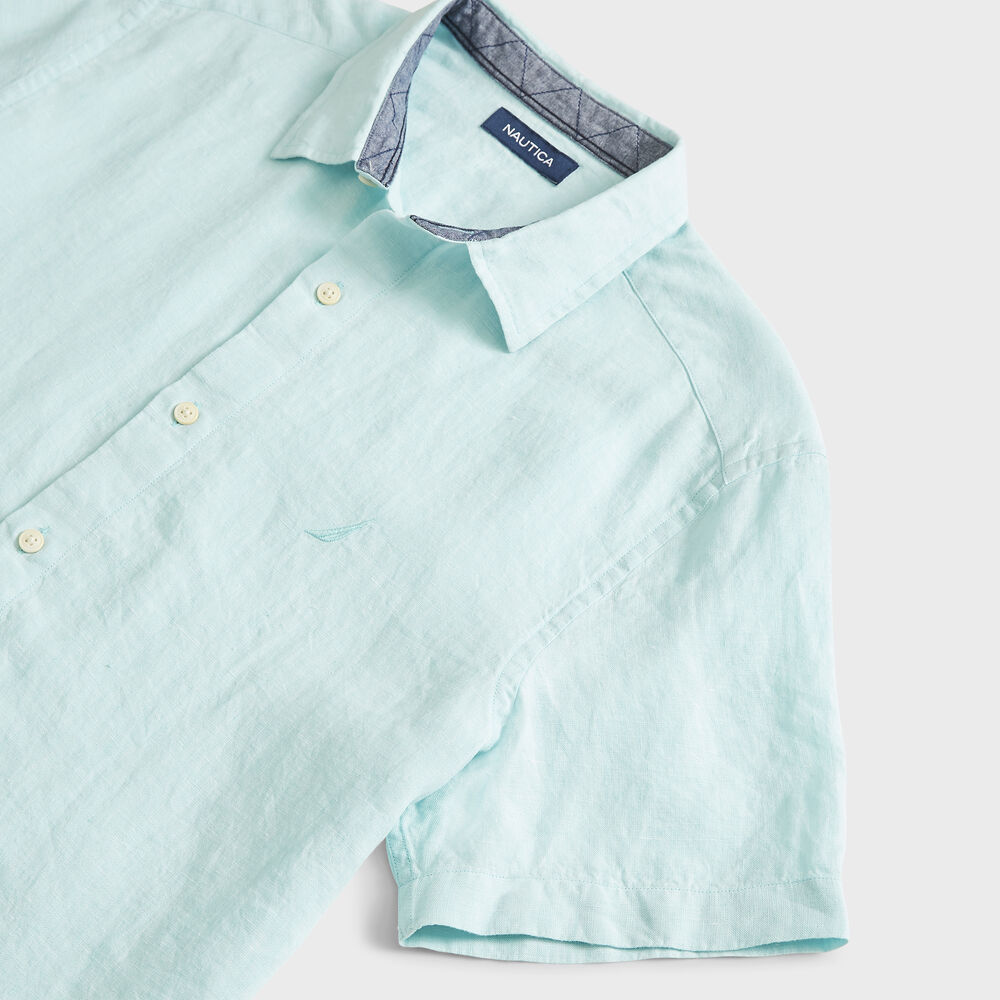 LINEN SHORT SLEEVE SHIRT,Aquadream,large