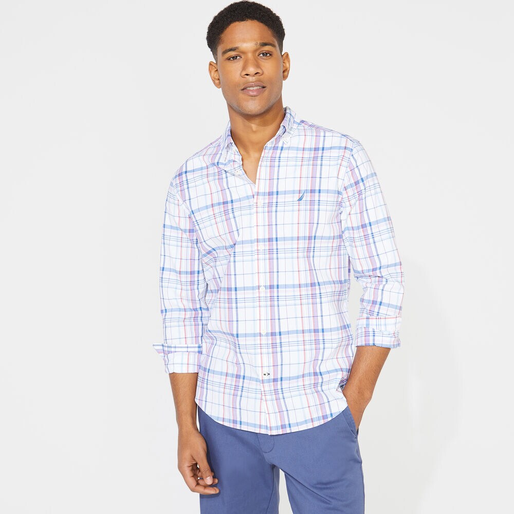BIG & TALL NAVTECH PLAID SHIRT,Bright White,large
