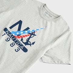 FLAG LOGO GRAPHIC T-SHIRT,Grey Heather,large
