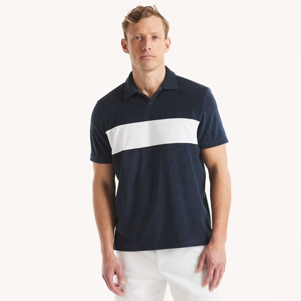 Classic Fit Johnny Collar Terry Polo,Stellar Blue Heather,large