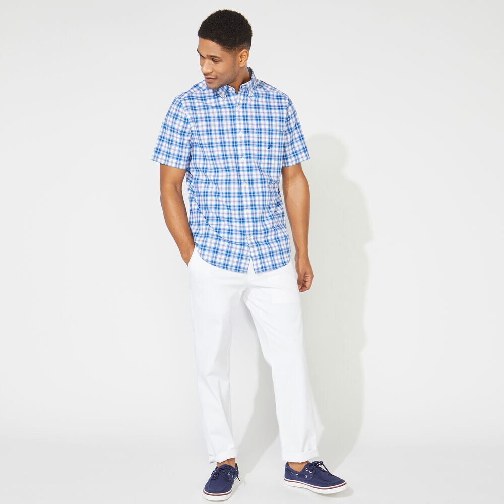 PLAID SHORT-SLEEVE SHIRT,Clear Sky Blue,large