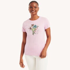 Blooming Foil Floral Graphic T-Shirt,Electric Purple,large