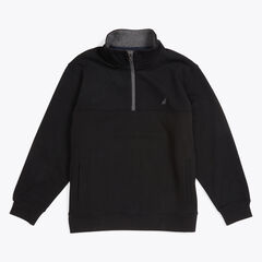 Big & Tall Quarter-Zip Fleece Sweatshirt,True Black,large