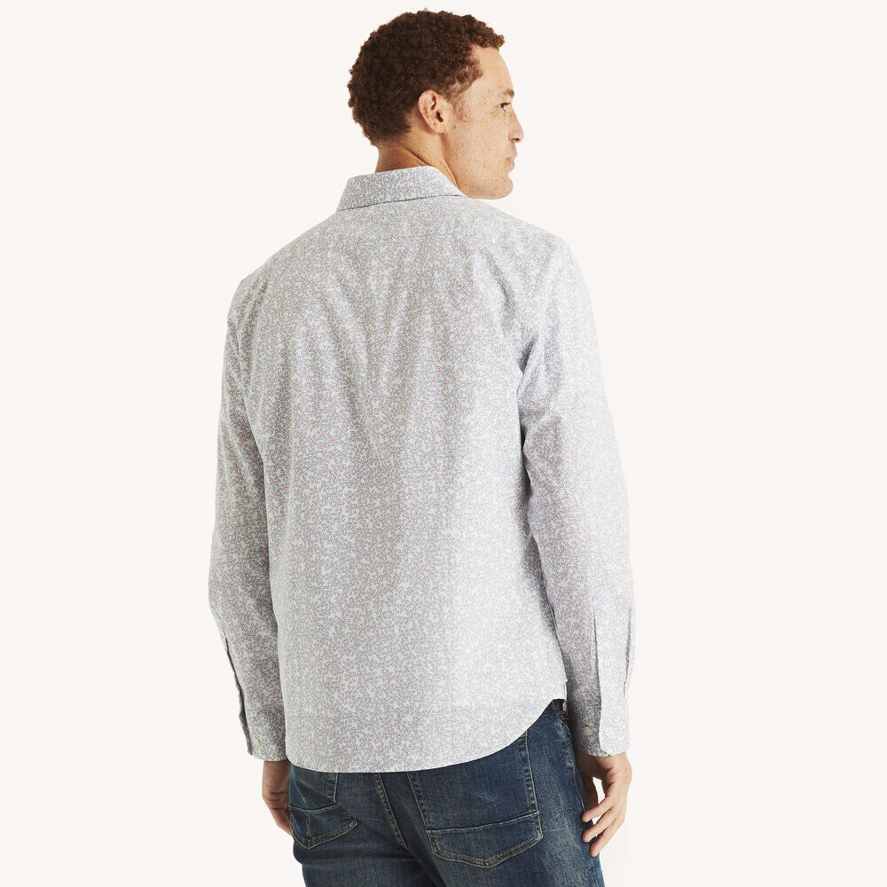 Classic Fit Wrinkle-Resistant Printed Shirt,Bright White,large