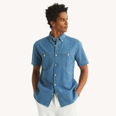 Chambray Short-Sleeve Shirt,Pure Deep Bay Wash,large