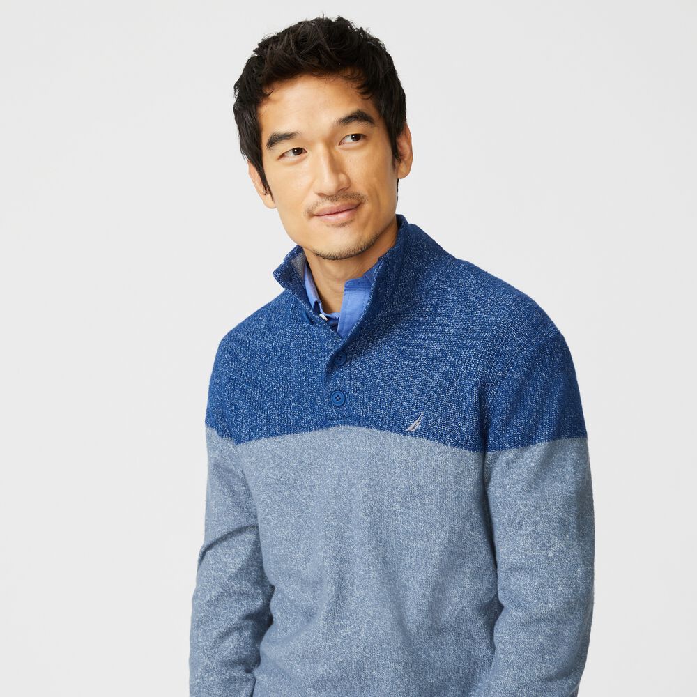 SUSTAINABLY CRAFTED COLORBLOCK SWEATER,Sea Mist,large