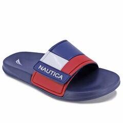 COLORBLOCK LOGO SLIDE SANDAL,Navy,large