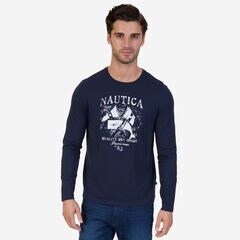 Quality Dry Goods Graphic Long Sleeve T-Shirt,True Navy,large