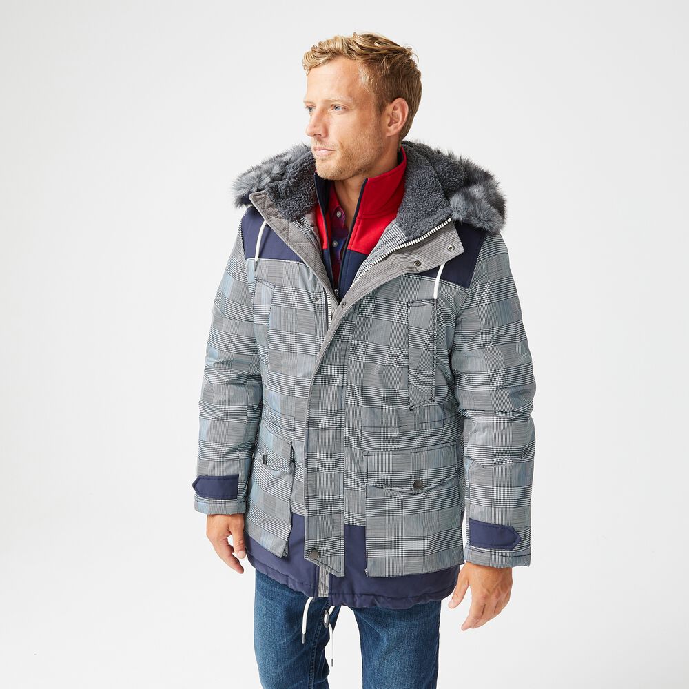 TEMPASPHERE FAUX-FUR-TRIMMED PARKA,Navy,large