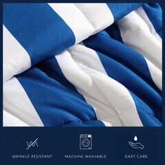 Huck Blue Stripe Twin Comforter & Sham Bonus Set,Classic Blue,large