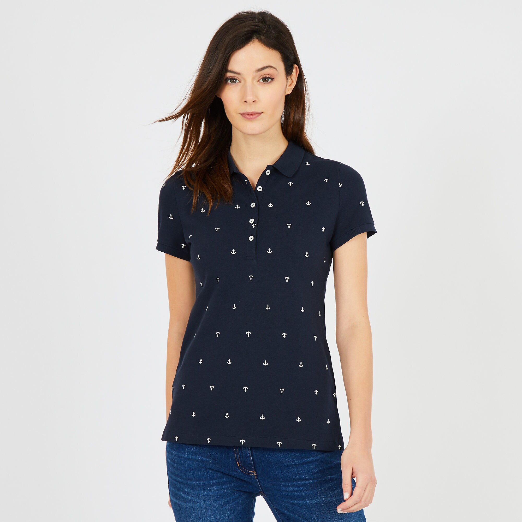 Anchor Motif Classic Fit Polo,Navy,large