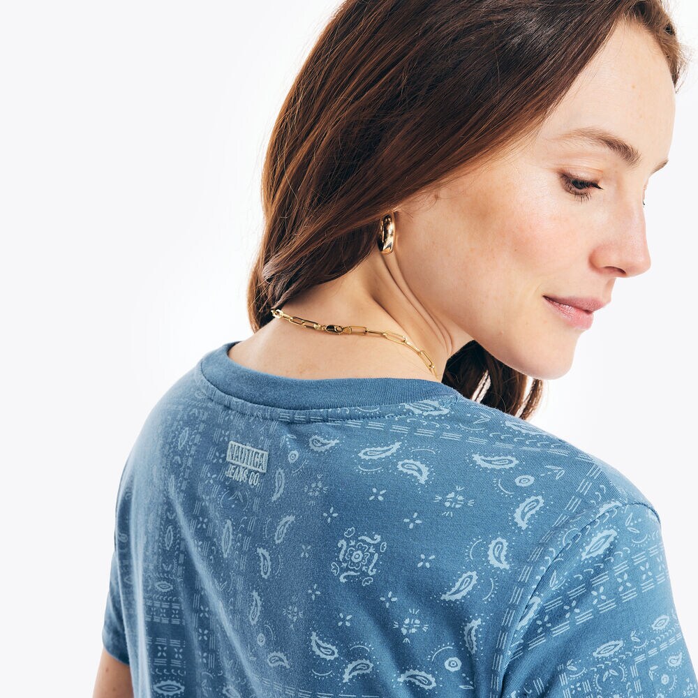 BANDANA PRINT T-SHIRT,Bolt Blue,large