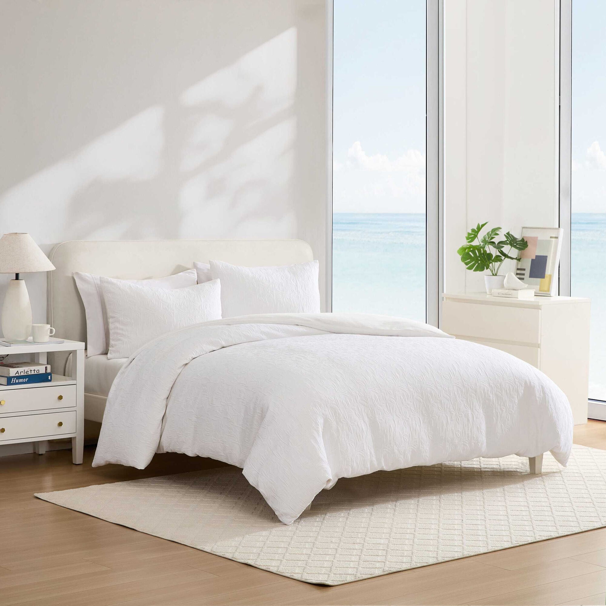 Seaside Floral White Twin Comforter-Sham Set,Antique White Wash,large