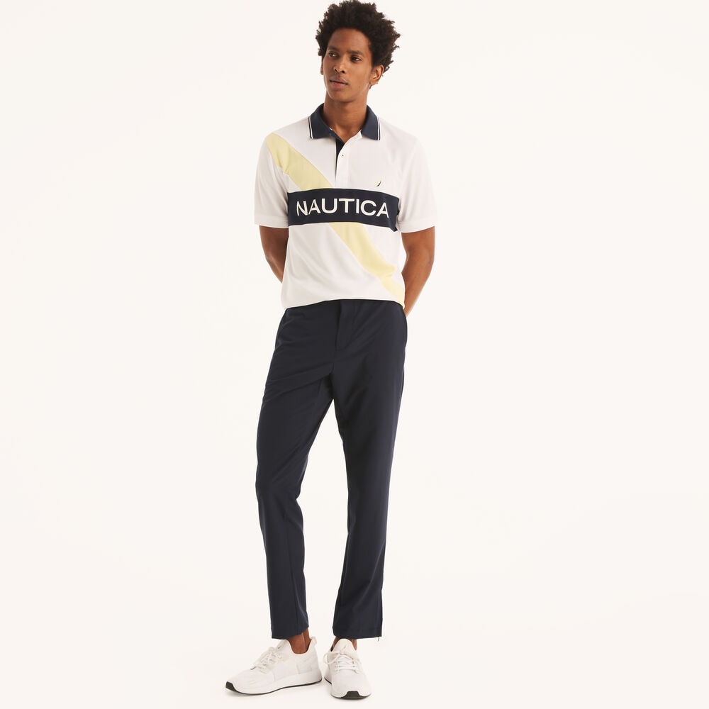 Navtech Classic Fit Colorblock Polo,Bright White,large