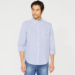 SEERSUCKER STRIPED SHIRT,Windsurf Blue,large