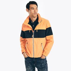 COLORBLOCK HOODED JACKET,Orange,large
