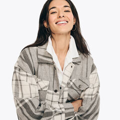 Plaid Shacket,Grey Heather,large