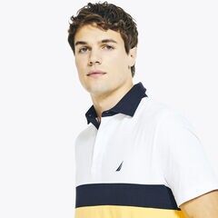 CLASSIC FIT CHEST-STRIPE POLO,Bright White,large