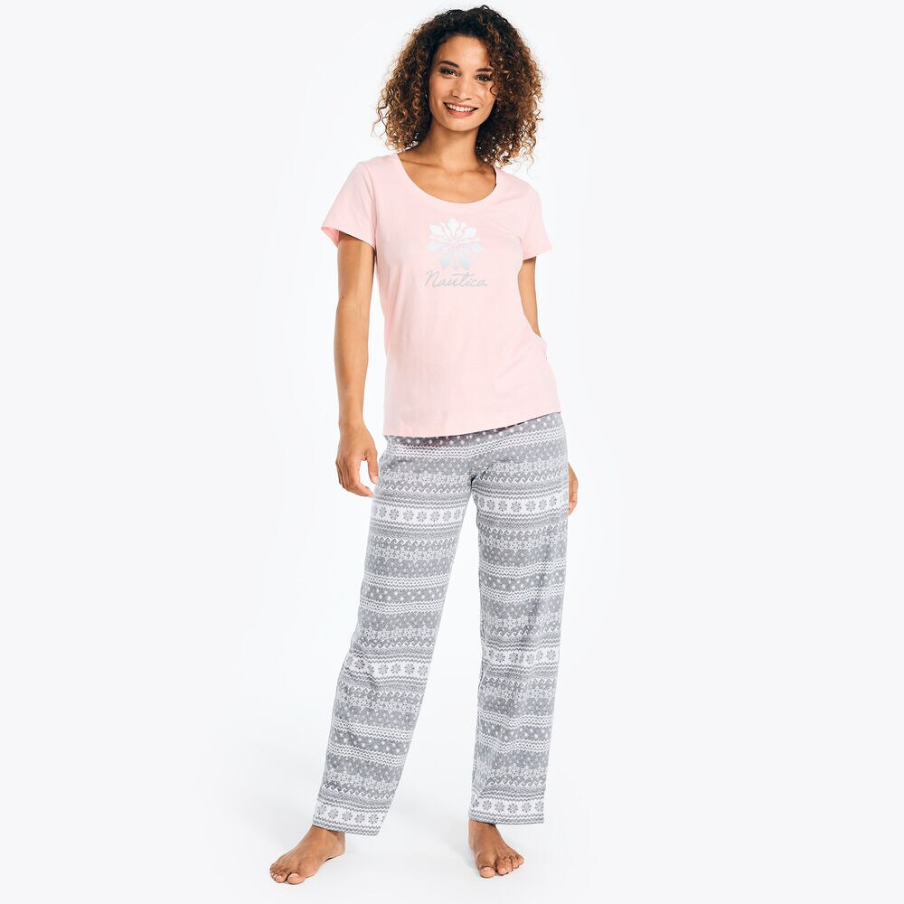 PRINTED PAJAMA PANT SET,Fog,large